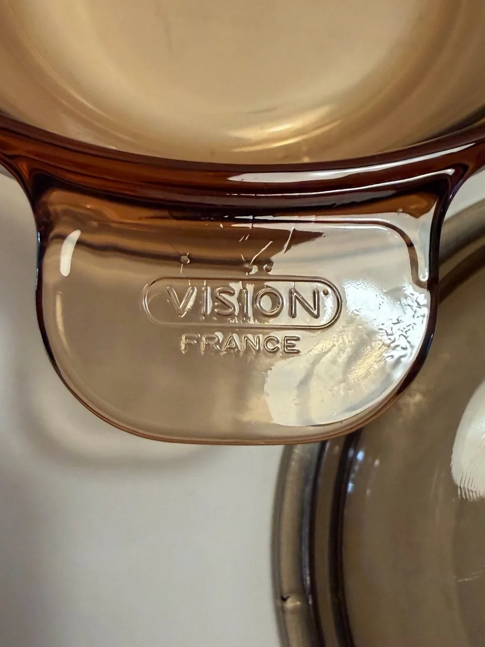 Vintage Corning VISION France Amber Glass Double Boiler 1.5L Pan + Insert + Lid